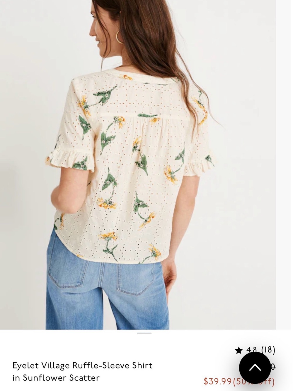 Madewell Cream Eyelet Button-Front Sunflower Blouse - Picture 2 of 8